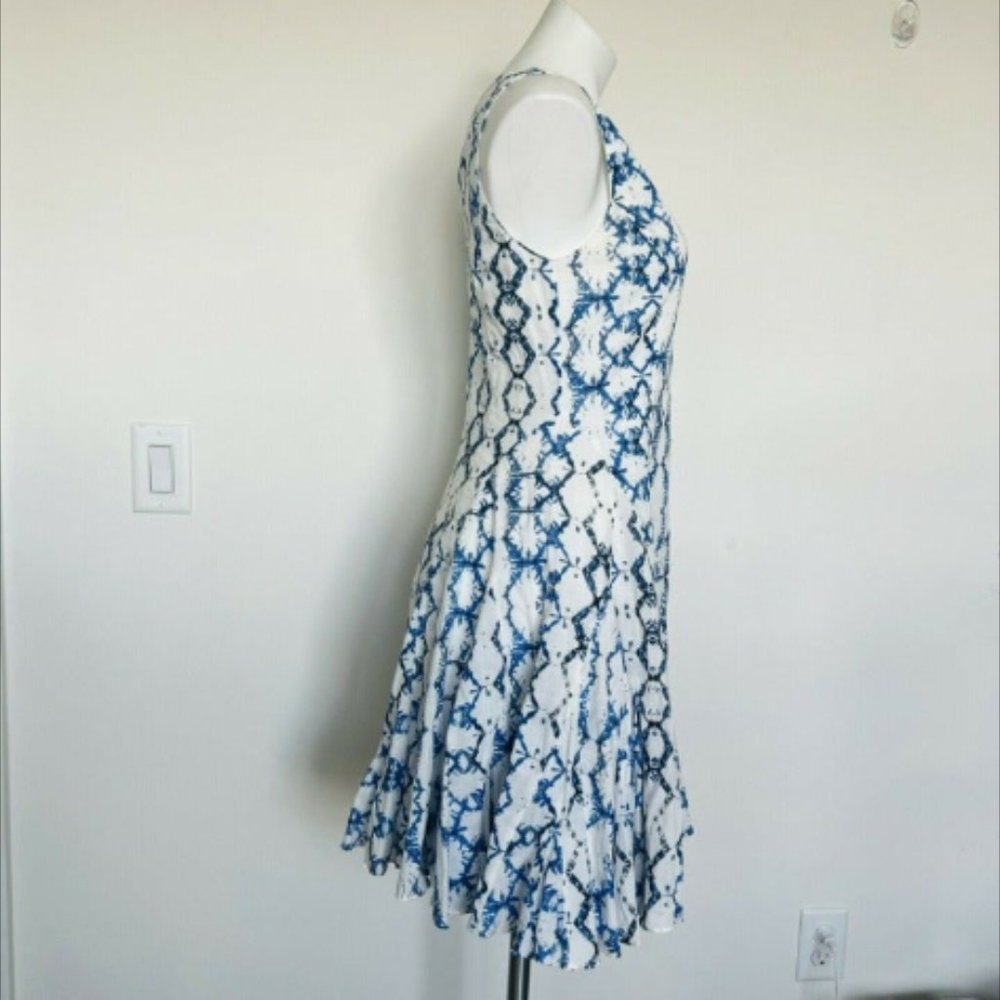 Rebecca Taylor size 4 Sleeveless Tie Dye Dress Color:Frost Combo blue and white - Picture 8 of 12